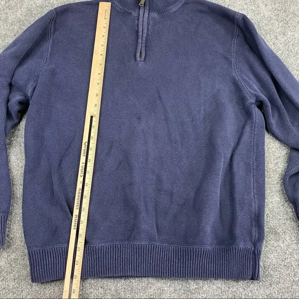 Eddie Bauer, Mens,/Cotton Blend, 1/4 Zip Sweater, EUC, M navy‎ blue
